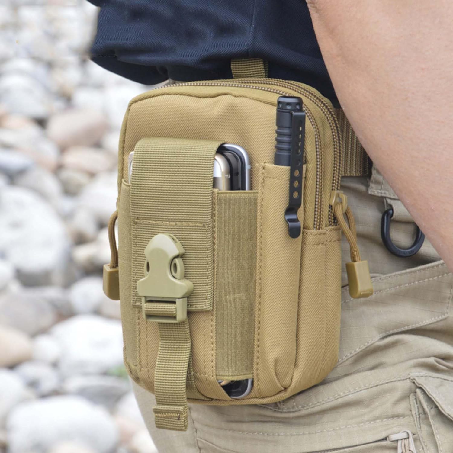 Tactical Molle Pouch, Universal EDC Waist Bag Belt Pouches, Outdoor Belt Bags Gear Tool Gadget Pocket with Cell Phone Holster - Image 6