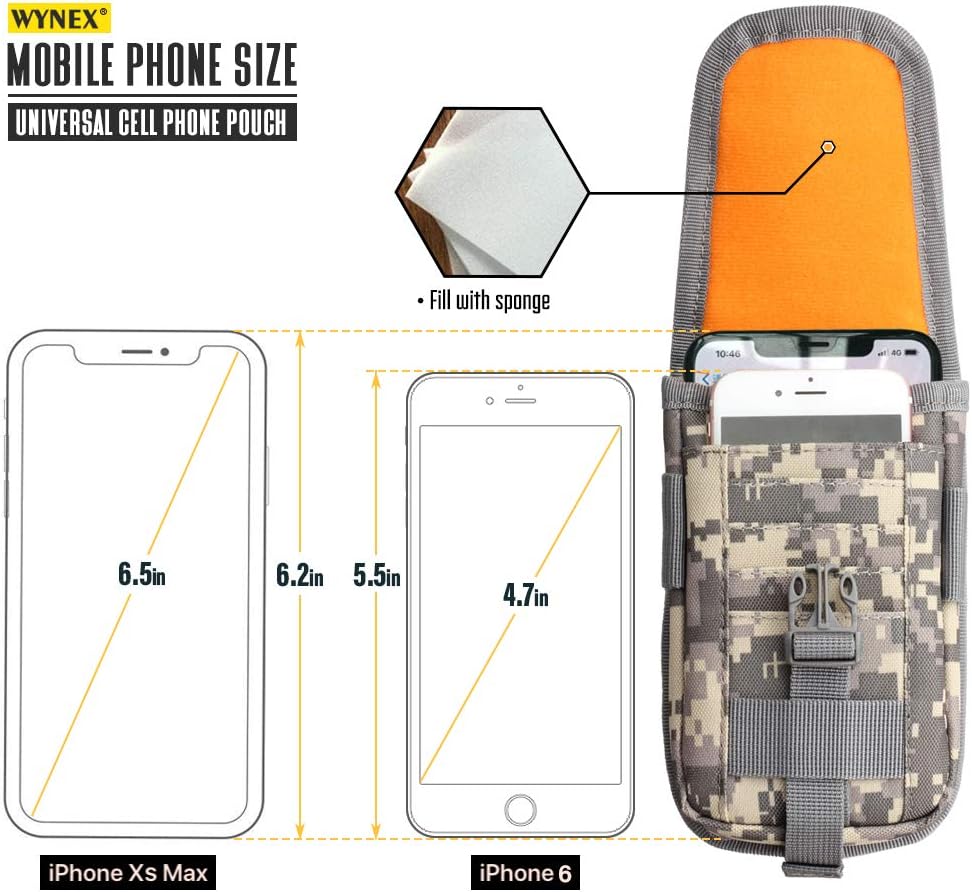 WYNEX Tactical Phone Pouch Molle,Smartphone Holster Bag EDC Utility Cellphone Lock Card Holder Organizer Fit for Waist Belt Case Include Tactical Gear Clip and U.S.A Patch - Image 4