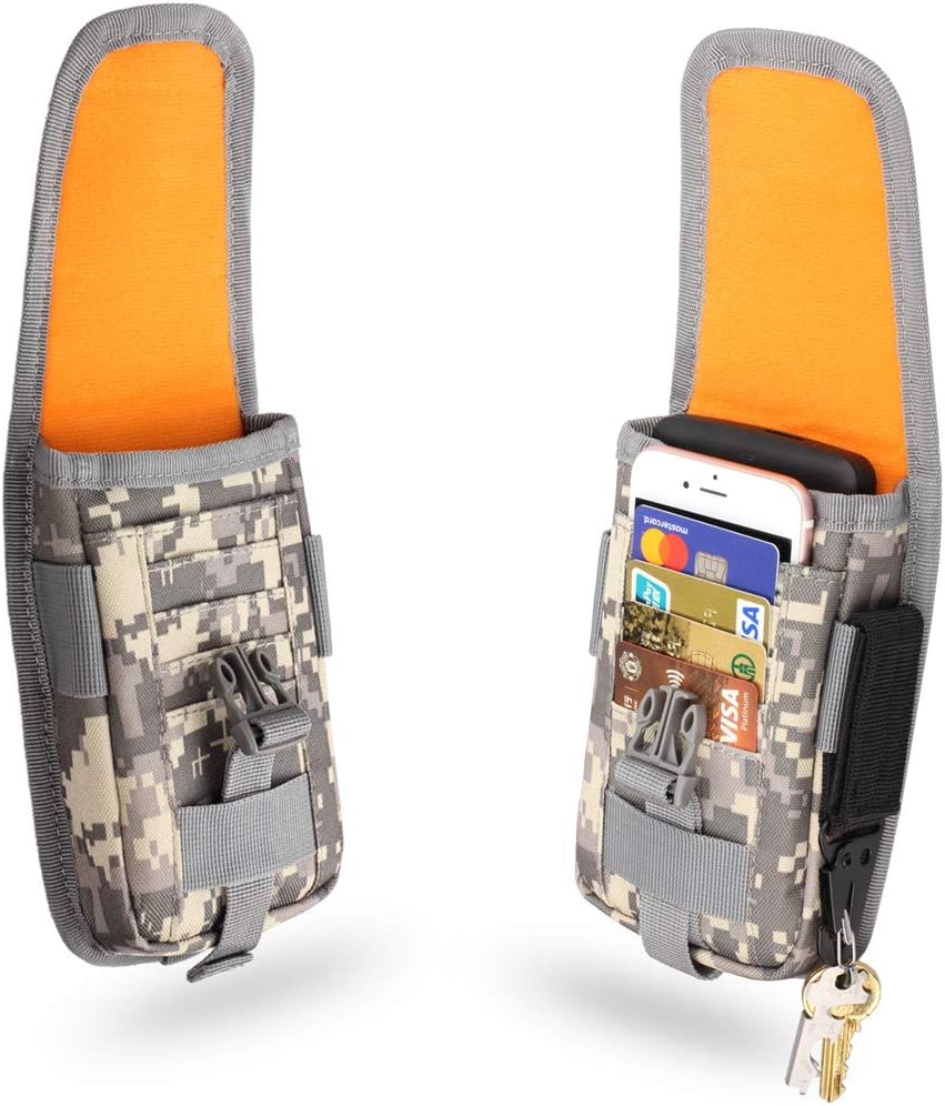 WYNEX Tactical Phone Pouch Molle,Smartphone Holster Bag EDC Utility Cellphone Lock Card Holder Organizer Fit for Waist Belt Case Include Tactical Gear Clip and U.S.A Patch - Image 6