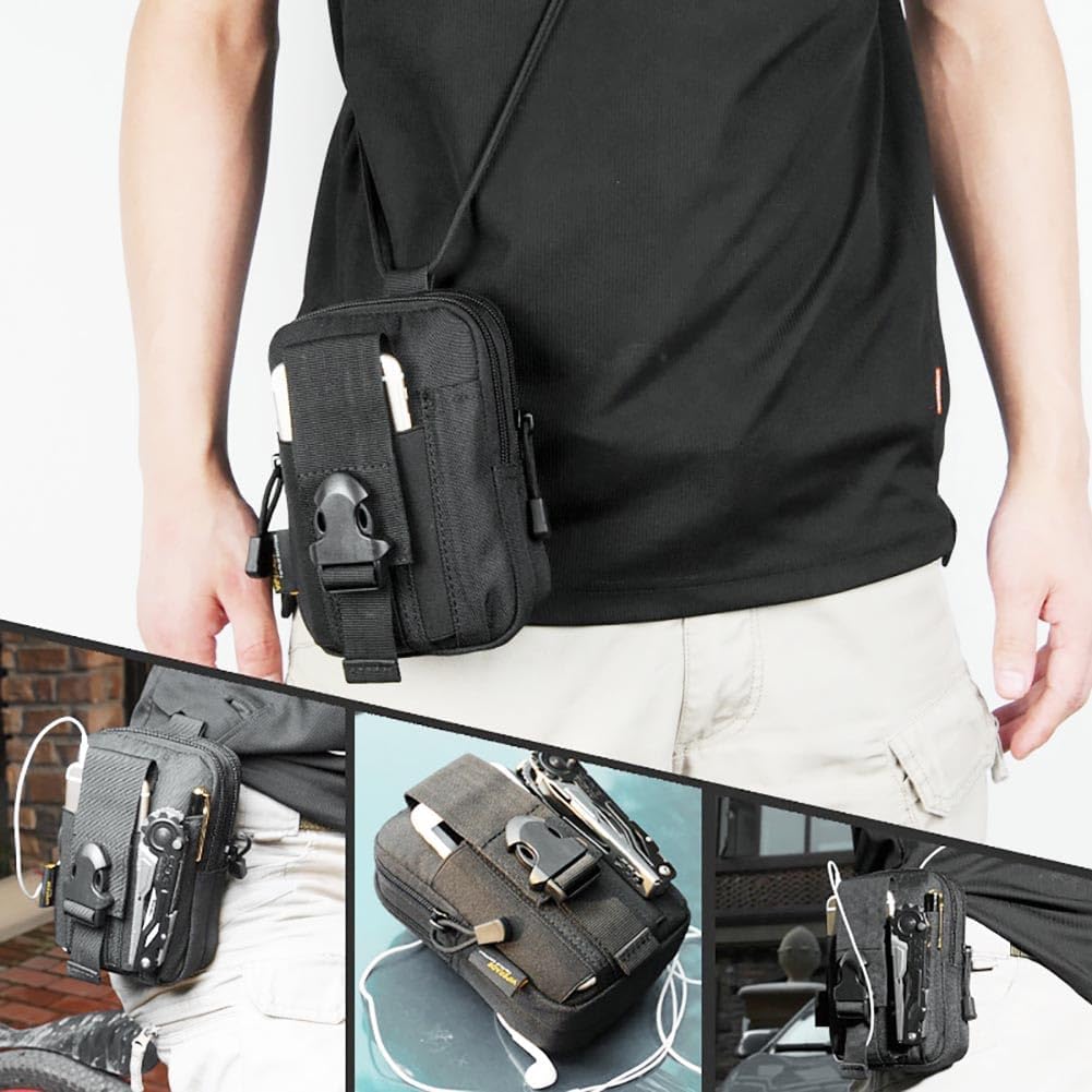Tactical Molle Pouch, Universal EDC Waist Bag Belt Pouches, Outdoor Belt Bags Gear Tool Gadget Pocket with Cell Phone Holster - Image 5
