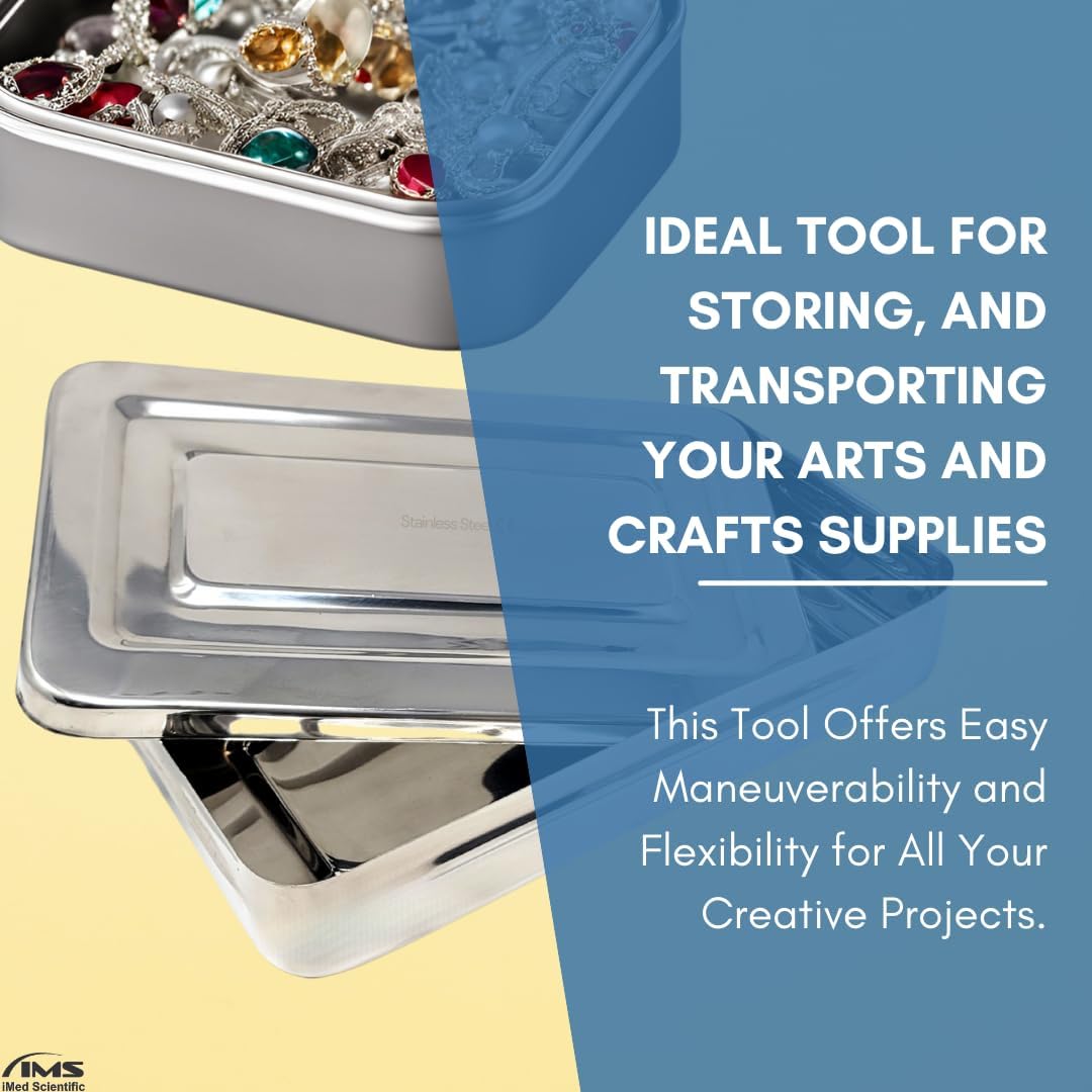 Rectangular Stainless Steel Boxes Empty Storage Organizer Containers w/Lids for Small Items Portable Bins to Hold Accessories Gadgets All Purpose Home Utility Box (Plain - 10" L x 6" W x 2" H) - Image 6