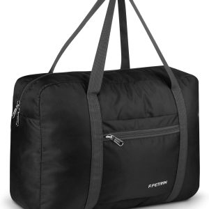F.FETIVIN Personal item travel bag 17.7×12.6×6.3 for Spirit Airlines Lightweight carry on duffle bag waterproof for Gym,Sports,Vacation(Black)