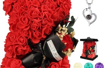 Valentines Day Gifts for Her Rose Bear for Women, Artificial Rose Teddy Bear Birthday Bouquet, Mother’s Day Rose Gift, Perfect for Wife, Mom, Grandma (Rose Red)