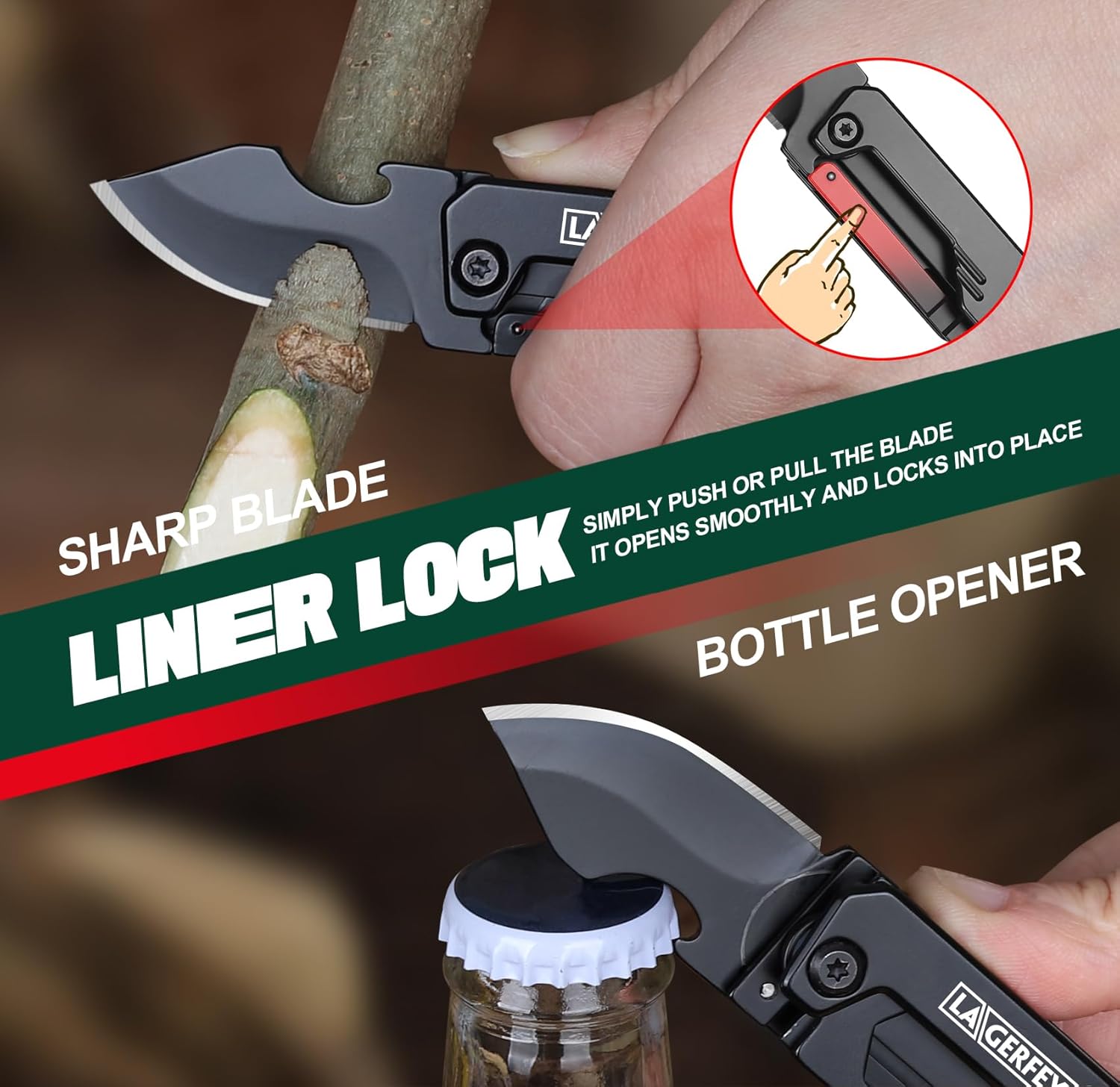 Stocking Stuffers for Men - Pocket Knife Gifts for Men, Keychain Multitool - Christmas Bulk Mens Gifts, Box cutter, Small Folding Knives for Everyday Carry - Edc Gadgets for Camping, Hiking, Fishing - Image 5