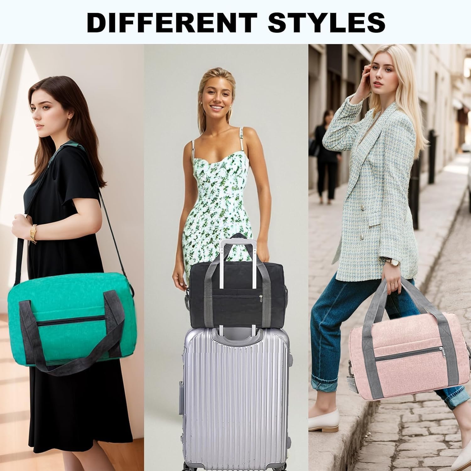 For Spirit Airlines Personal Item Bag 18x14x8 in Underseat Carry-on Luggage foldable Travel Duffle Bag for Airplanes(30L, Pink) - Image 6