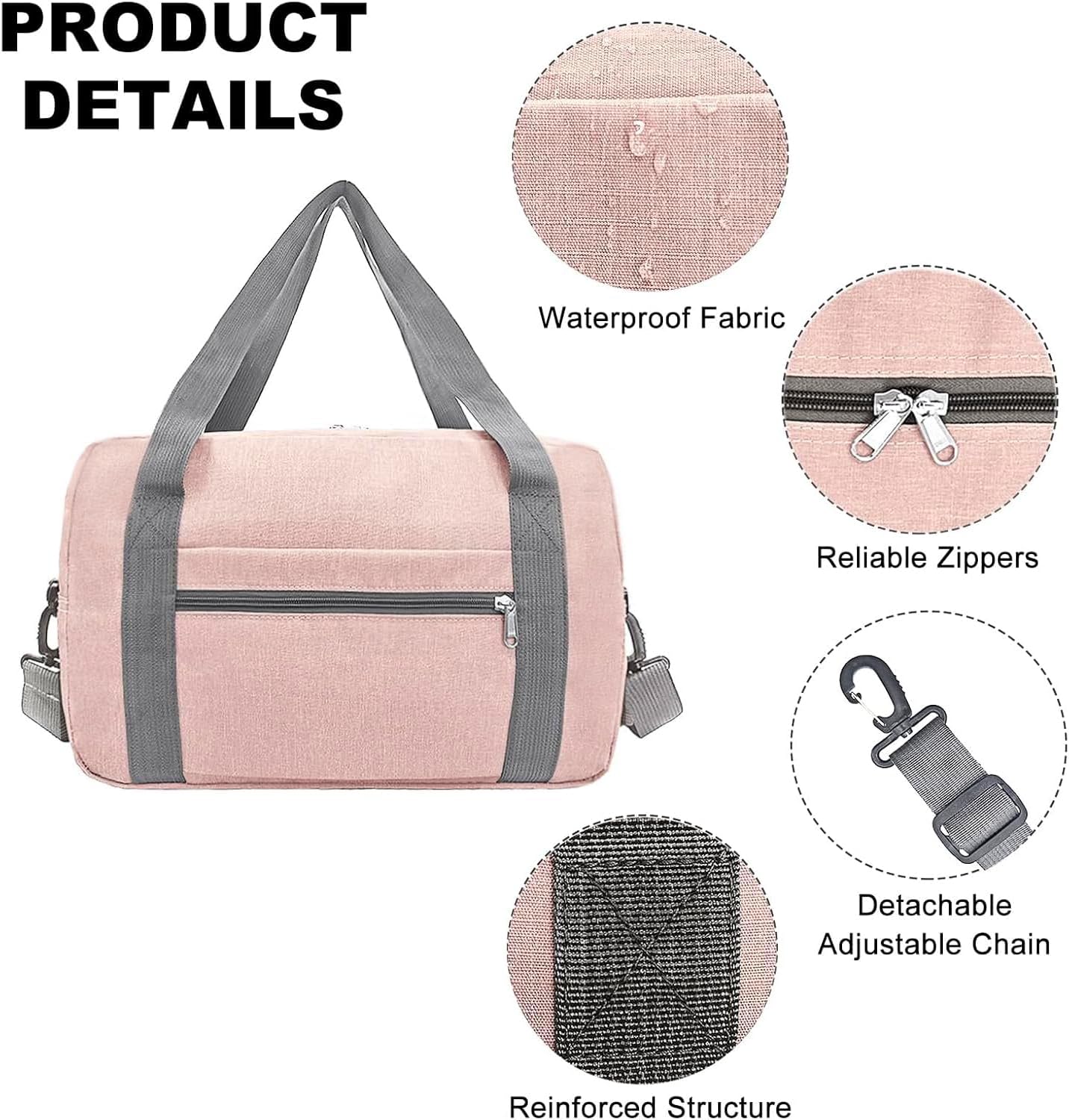 For Spirit Airlines Personal Item Bag 18x14x8 in Underseat Carry-on Luggage foldable Travel Duffle Bag for Airplanes(30L, Pink) - Image 2