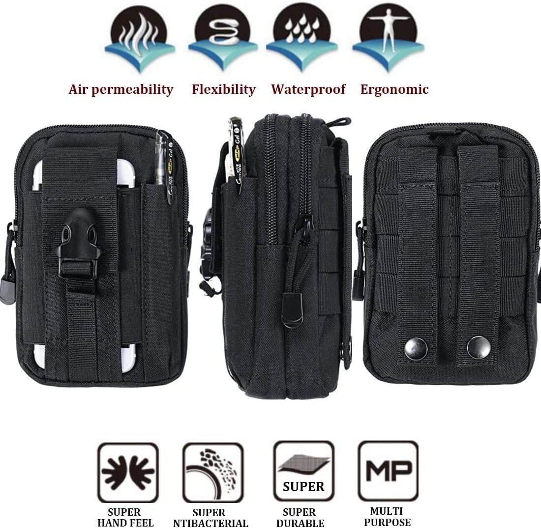 Tactical Molle Pouch, Universal EDC Waist Bag Belt Pouches, Outdoor Belt Bags Gear Tool Gadget Pocket with Cell Phone Holster - Image 4