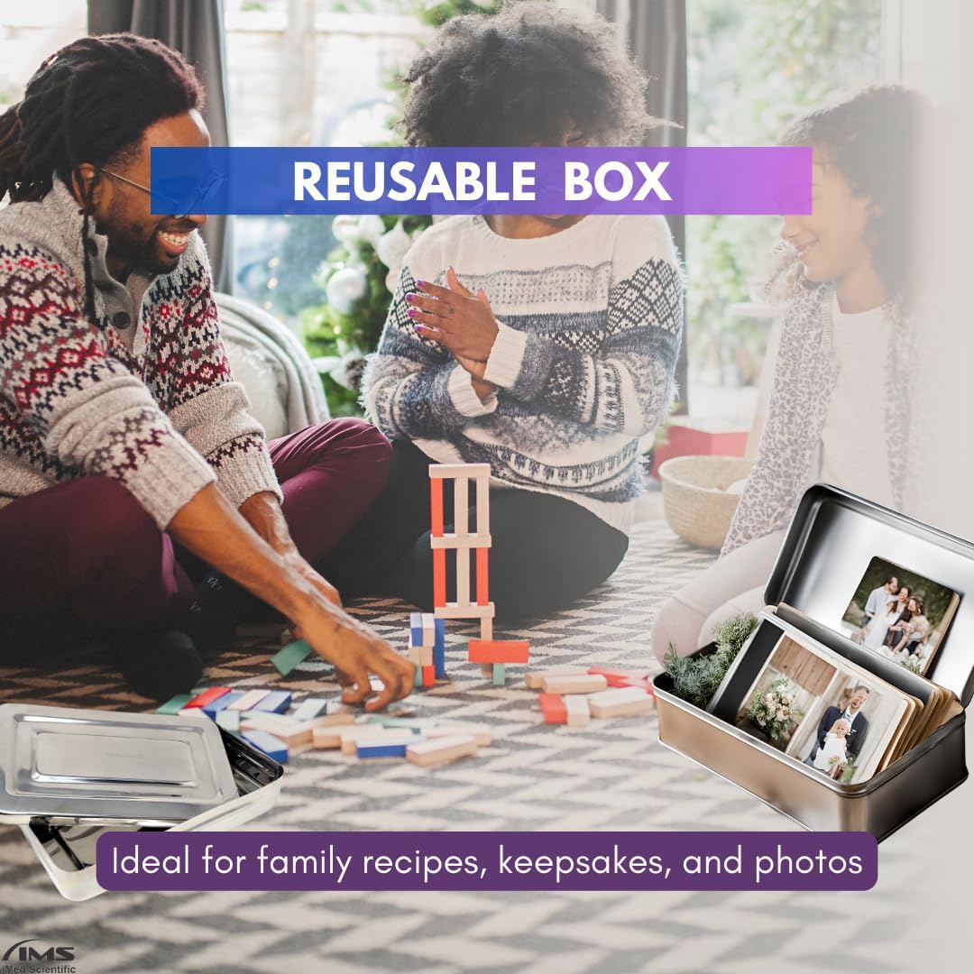 Rectangular Stainless Steel Boxes Empty Storage Organizer Containers w/Lids for Small Items Portable Bins to Hold Accessories Gadgets All Purpose Home Utility Box (Plain - 10" L x 6" W x 2" H) - Image 2