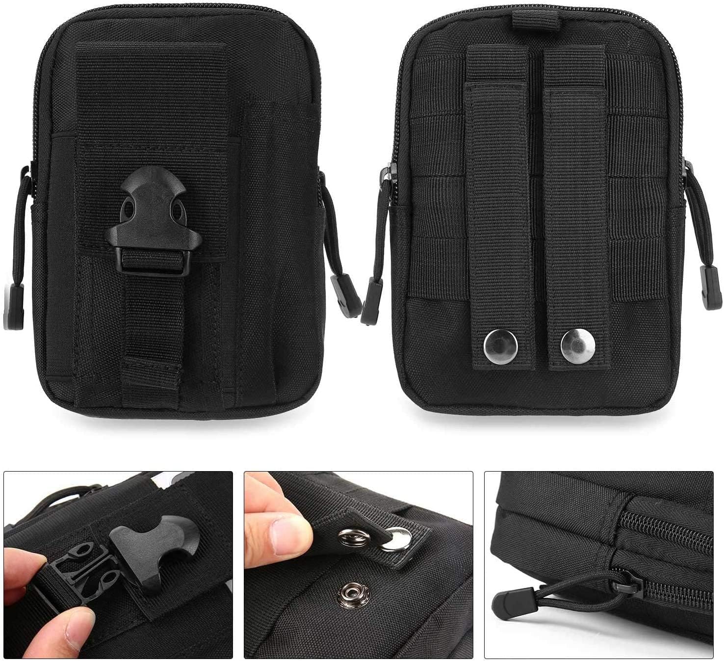 Tactical Molle Pouch, Universal EDC Waist Bag Belt Pouches, Outdoor Belt Bags Gear Tool Gadget Pocket with Cell Phone Holster - Image 2