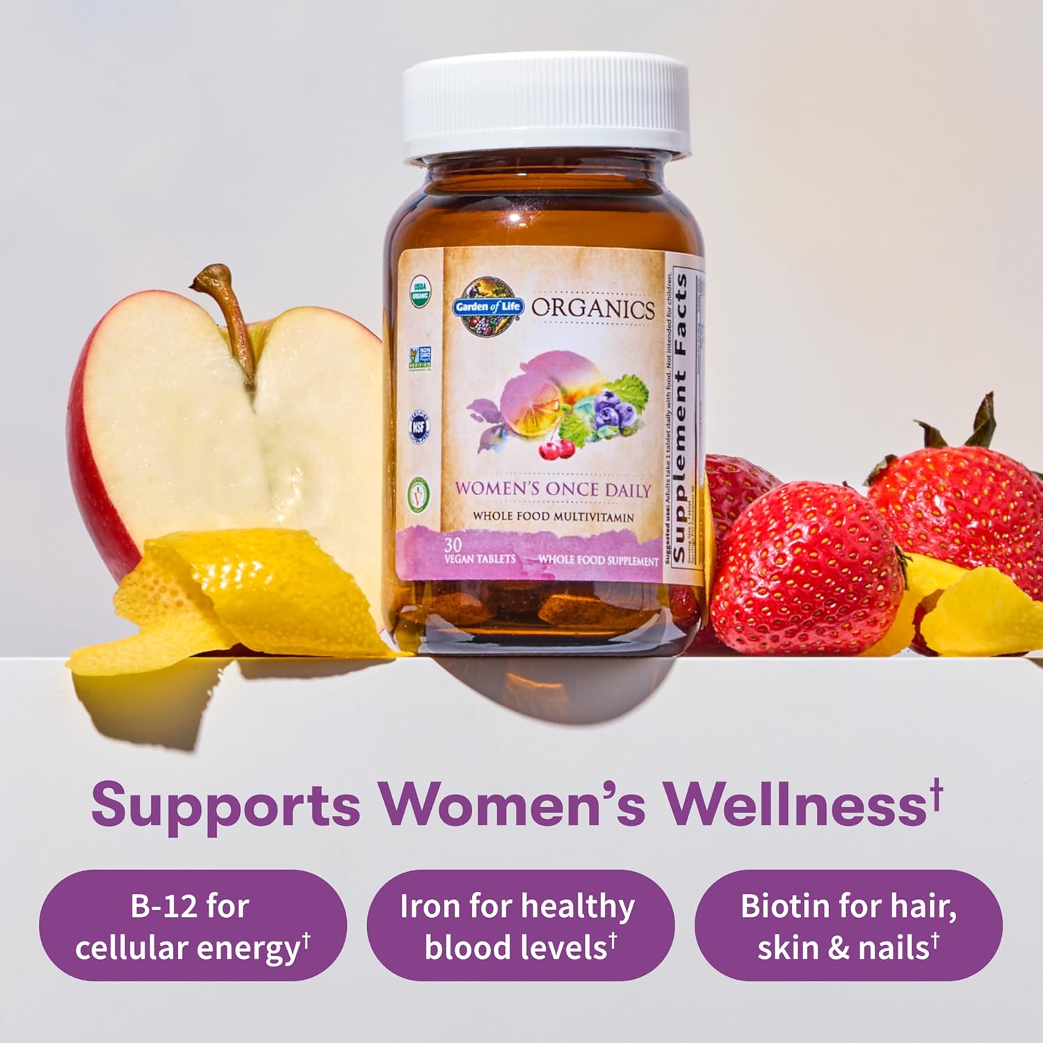 Garden of Life Organics Multivitamin for Women - Women's Once Daily Multi - Whole Food Multi with Iron, Biotin, Vegan Organic Womens Multivitamin for Health, Energy Hair Skin and Nails, 60 Tablets - Image 3